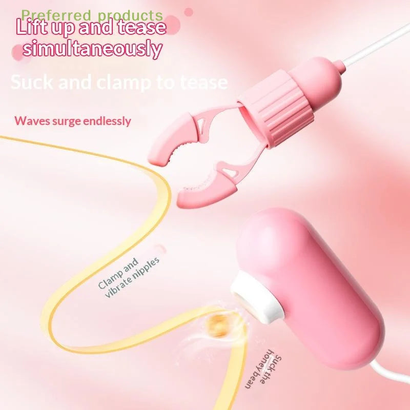 Adults Female Masturbator Sex Toys 18+ Nipple Clamps Vibrator Women Tongue Licking Strong Sucking Breast Massage Vibrating Toys