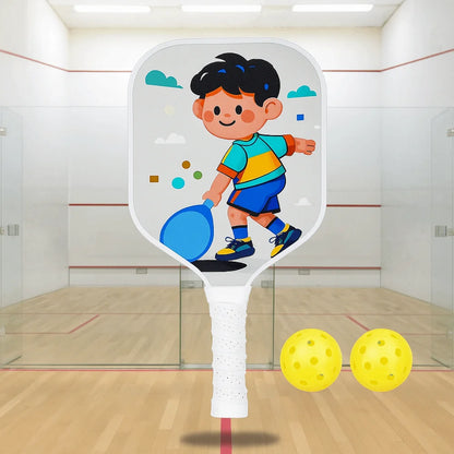 Cartoon Children's Pickleball Set Colorful Lightweight Children's Pickleball Rackets Ribbed Handle Durable Pickleball Paddle Set