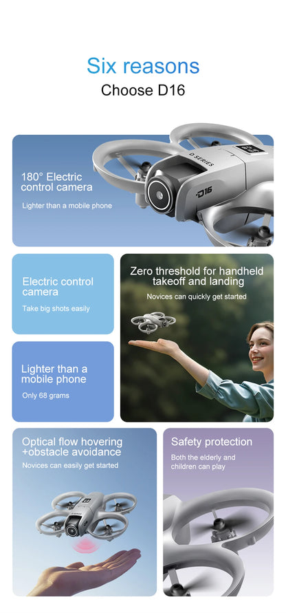 NEW Drones D16 GPS 8K Professional HD 180° Dual Camera 5G WIFI Brushless Motors Obstacle Avoidance FPV Foldable Quadcopter Drone