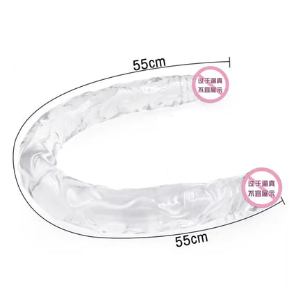 Double headed 55CM long and thick simulated dildo for adult with anal plug for lesbians