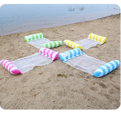 Foldable Inflatable Floating Swimming Pool Party Water Hammock Air Mattresses Pvc Stripe Water Floating Inflatable Mat Set