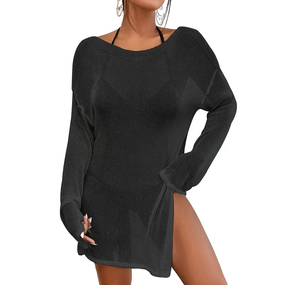 Crochet Swimsuit Coverup for Women Sheer Bathing Suit Cover Ups Kintted Swimwear Bikini Beach Vacation Outfits