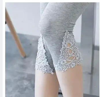 7XL Large Size Leggings For Women Summer Thin Tick 3/4 Capris Short Lace Hollow Tight Pants Black White Pink Red  6XL 5xl 4xl
