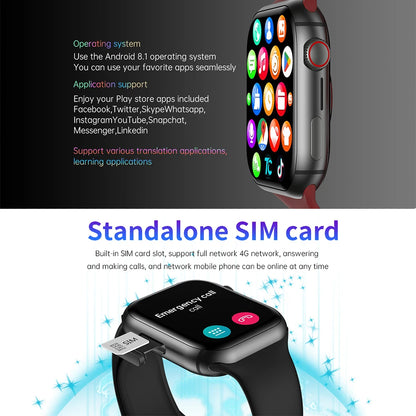 Rainbuvvy DM60 SIM Smart Watch Android8.1 Quad Core 4GB RAM 64GB ROM 2.02" IPS 4G LTE Wifi Sports Watch