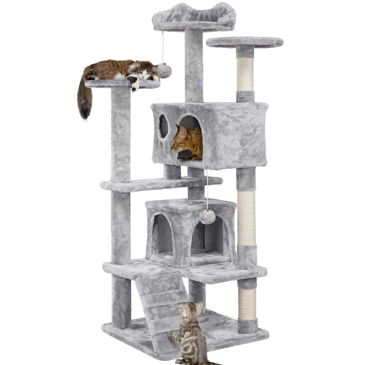 Cat Tree Cat Tower Condominium with Condominium and Hanging Ball and Scratching Post, Large Cat House for Kittens and Cats