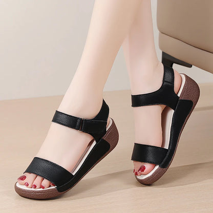 Women Shoes Wedge Heels Sandals 2025 Summer New  Sandals Female Platform Lether Elegant Wedges Sandals Sandalias Mujer