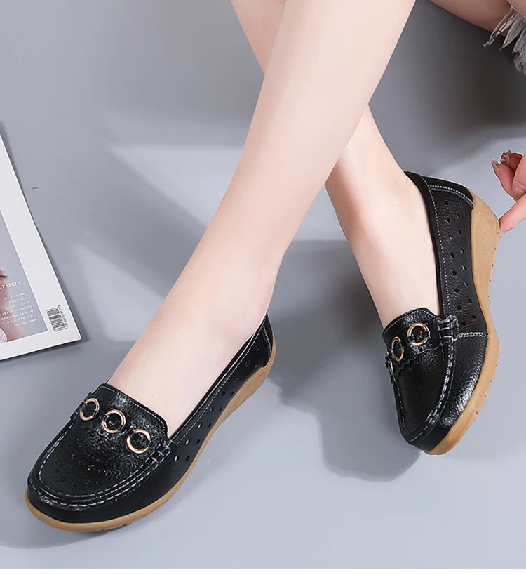 Woman Shoes Breathable Leather Shoes For Women Low Heels Casual Zapatos Mujer Elegant Heel Women's Shoes Flats Female Footwear