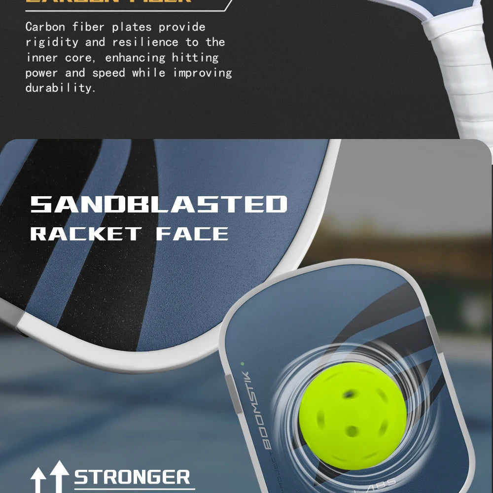 BoomCore Pickleball Paddle 16mm Anti-Skid Surface Design Solid Pattern Honeycomb Core Eco-Friendly Portable Nylon Carry Training