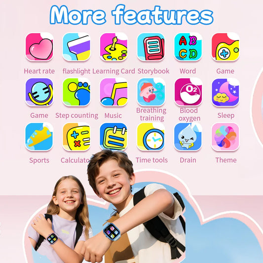 2026 New Kids Study Smart Watch Puzzle Game Sleep Monitor 1.83" Display Alarm Clock Flashlight Children Smartwatch Boy Girl Gift