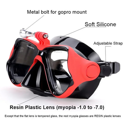 Myopia Snorkel & Dive Mask for Adults with Anti-Fog Spray ,Box,Dry Top Snorkel, Adjustable Strap Free Breathing Design