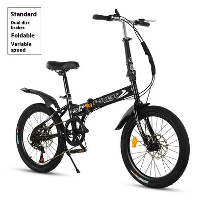 20Inch Folding Bicycle 6-Speed Double Disc Brake Geared Bicycle - Compact Travel-Friendly Bike for Easy Storage And Transport