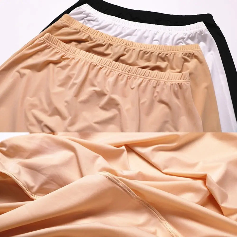 High Waist Solid Color Cotton Women Long Petticoat Ice Silk Underskirt Underskirt Half Slips Safety Underskirt Slips