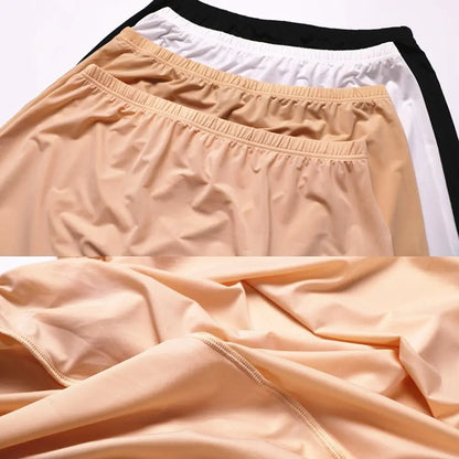 High Waist Solid Color Cotton Women Long Petticoat Ice Silk Underskirt Underskirt Half Slips Safety Underskirt Slips