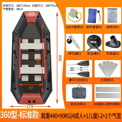 New 1.75~3.6m Inflatable Fishing Boat PVC 0.7mm Thickened Kayak Canoe Boat Sea Drifting Boat Rubber  2~6 People Drifting Boats
