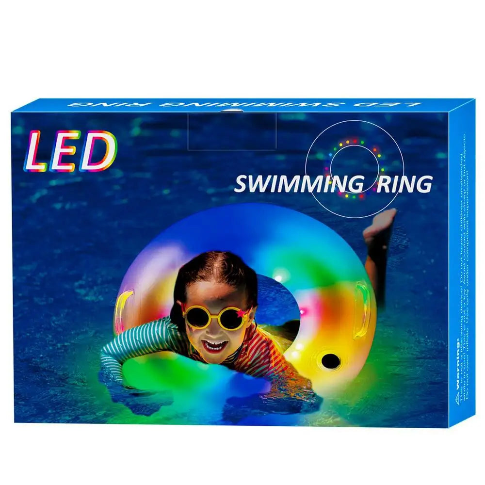Inflatable Pool Floats Inflatable Floats Ring For Swimming Pool With Light PVC Water Toys With Two Handles Multicolor Light