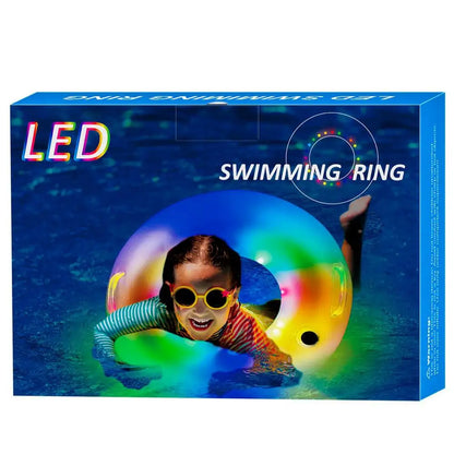 Inflatable Pool Floats Inflatable Floats Ring For Swimming Pool With Light PVC Water Toys With Two Handles Multicolor Light