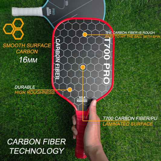 LEATOU T700 Pickleball Paddle Carbon Fiber Pickleball Paddle 16mm Polypropylene Honeycomb Core Pickleballs Paddles Pickle Ball