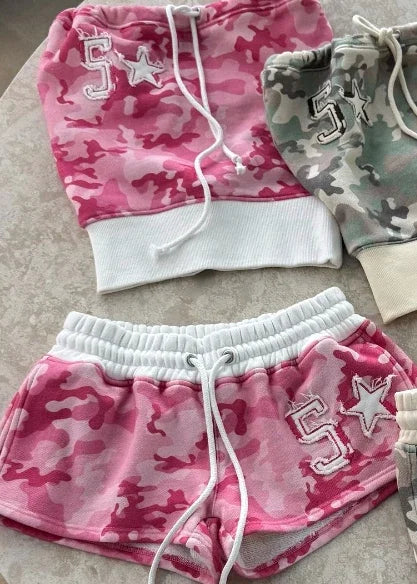 Y2k Millennial Hip Hop Womens Shorts Camouflage American Embroidered Low Waist Shorts Sexy Fashion Trendy Pattern Sports Shorts