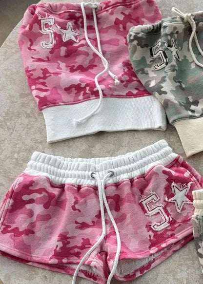 Y2k Millennial Hip Hop Womens Shorts Camouflage American Embroidered Low Waist Shorts Sexy Fashion Trendy Pattern Sports Shorts