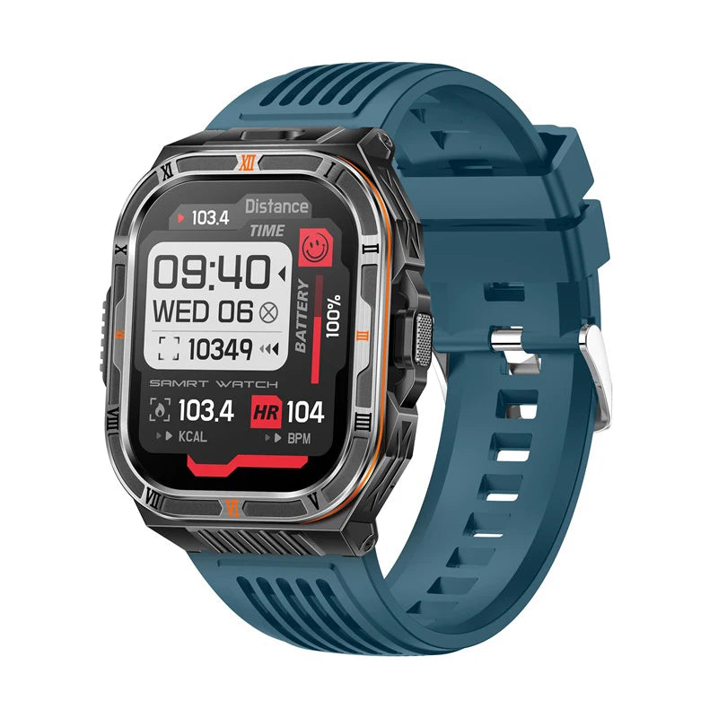 1100mAh Battery Smartwatch Men LED Flashlight Compass BT Call Outdoor Smart Watches Health Monitor Waterproof 100+ Sports Mode