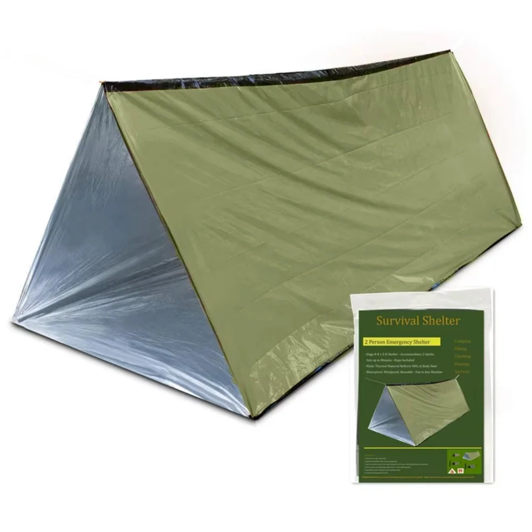 2-Person Outdoor Camping Tent Waterproof Lifesaving Tent Emergency Escape Camping Survival Tent Kit Outdoor Camping Mat