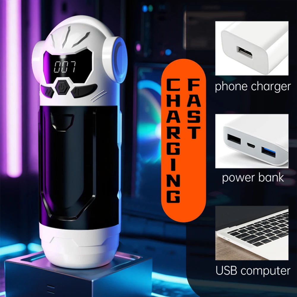 Masturbator Adult Sex Toys for Men 3 in 1 Automatic Thrusting Sucking Vibration Mode Blowjob Simulated Vagina Male Sex Supplies