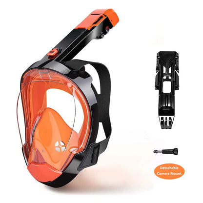 Full Face Diving Mask for Men Women Swim Snorkel Mask with Detachable Camera Mount Adult Snorkeling Tube Goggles Set Scuba Gear