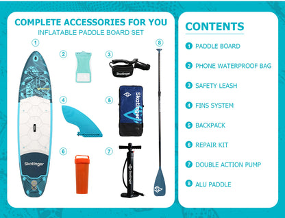 SUB Waterproof Inflatable Paddle Board 10'6''x32''x6''Adult Standing Style Aquatic Fishing With Accessories SUP сапборд