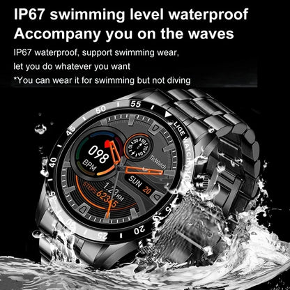 LIGE 2024 Full Circle Touch Screen Steel Band Luxury Bluetooth Call Men Smart Watch Waterproof Sport Activity Fitness Watch+Box