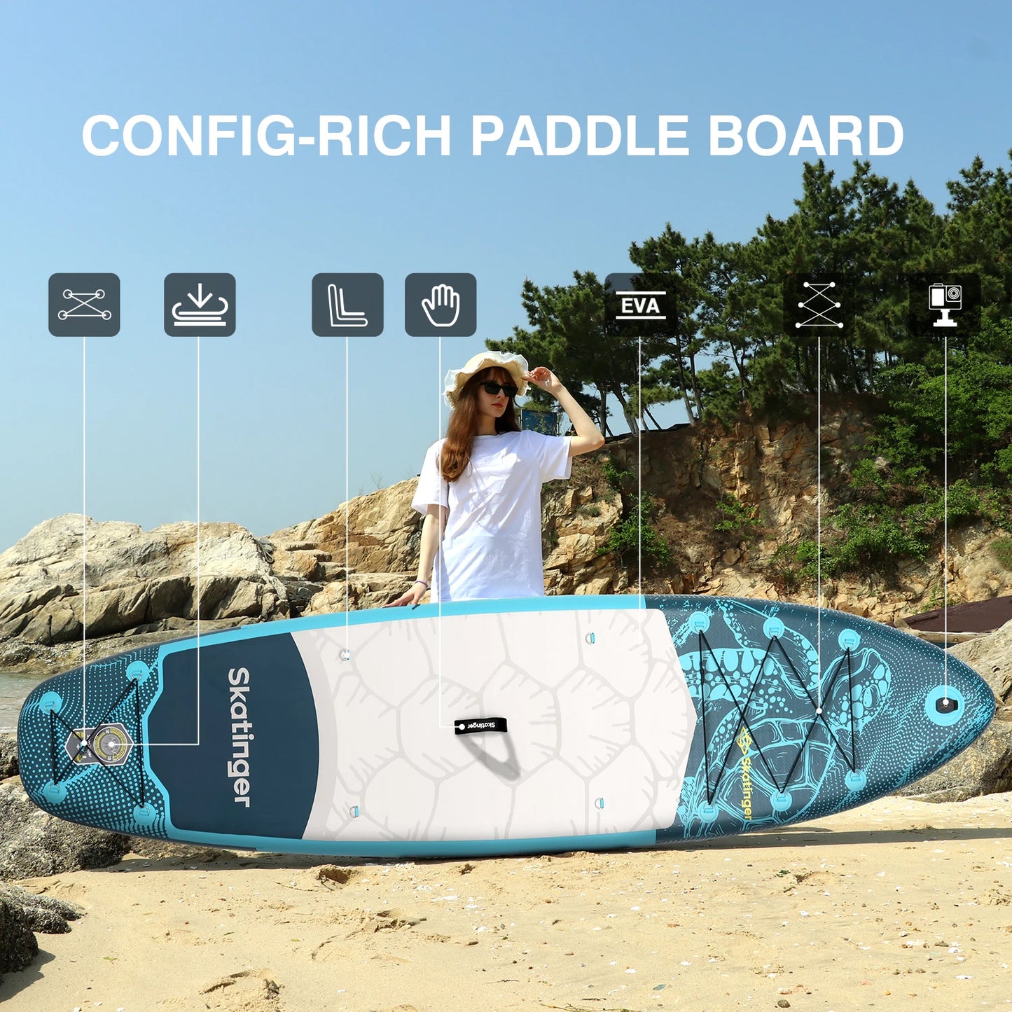 SUB Waterproof Inflatable Paddle Board 10'6''x32''x6''Adult Standing Style Aquatic Fishing With Accessories SUP сапборд