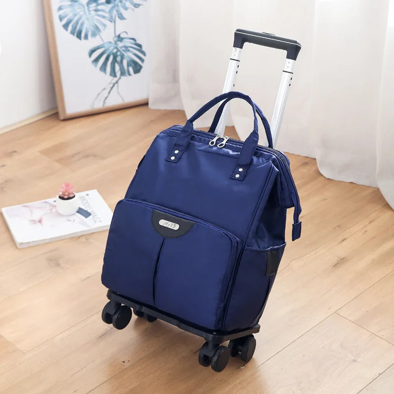 Wheeled bag for travel trolley bags Women travel backpack with wheels Oxford large capacity Travel Rolling Luggage Suitcase Bag