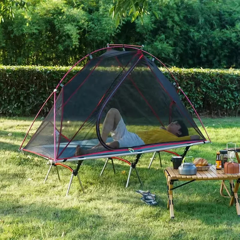 Outdoor Camping Off-The-Ground Tent Portable Single Tent Aluminum Alloy Folding Mosquito Net Fishing Tent