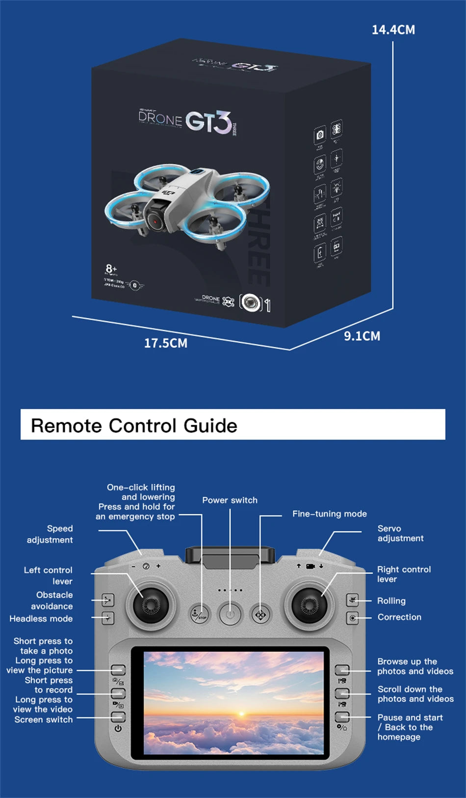 New Drones GT3 GPS 8K Professional HD 360° Dual Cameras 5G WIFI Brushless Motors Obstacle Avoidance FPV Foldable Quadcopter Toys