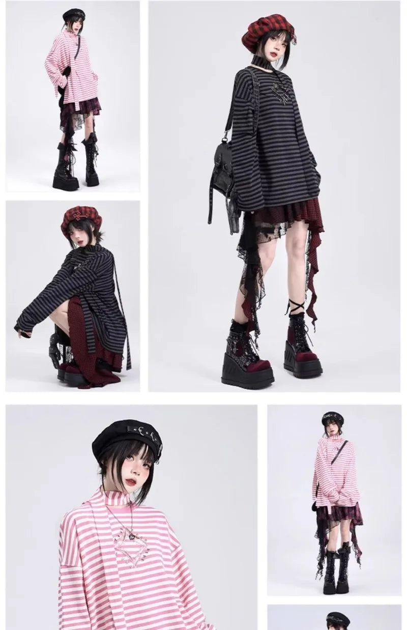 Y2K Skirts for Women Japanese Sweet Harajuku Mujer Faldas Punk Irregular Aesthetic Skirt Gauze Patch Plaid Vintage Faldas