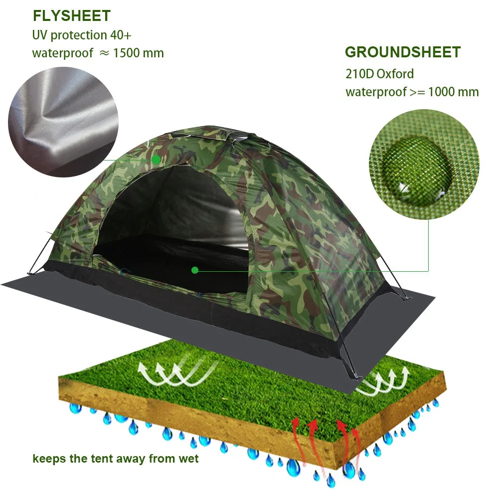 Camouflage Tent One Person Tent Outdoor Tent Tent Outdoor Camouflage UV  Waterproof One Person Tent for Camping Hiking