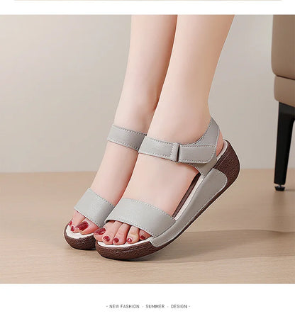 Women Shoes Wedge Heels Sandals 2025 Summer New  Sandals Female Platform Lether Elegant Wedges Sandals Sandalias Mujer