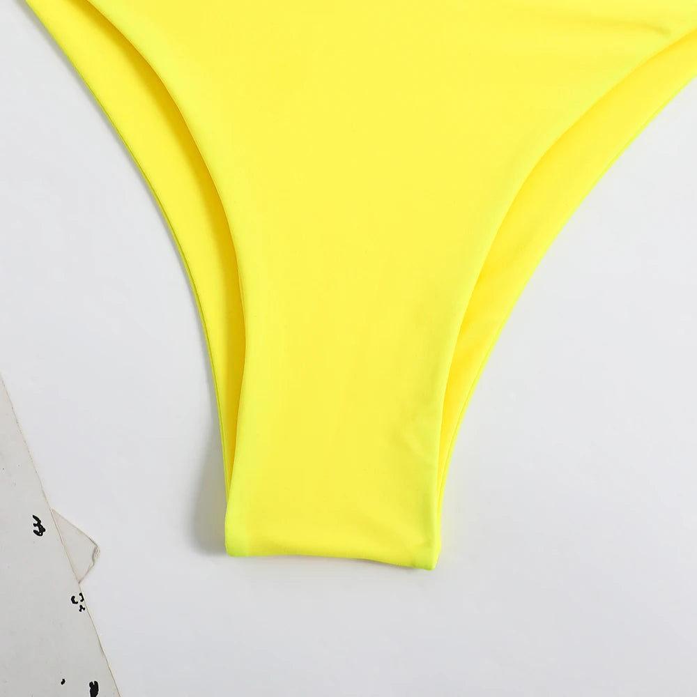2026 V Neck Two Piece Solid Bikini Back String Women Swimwear Female Swimsuit Bathers Bathing Swimming Suit Beachwear Summer