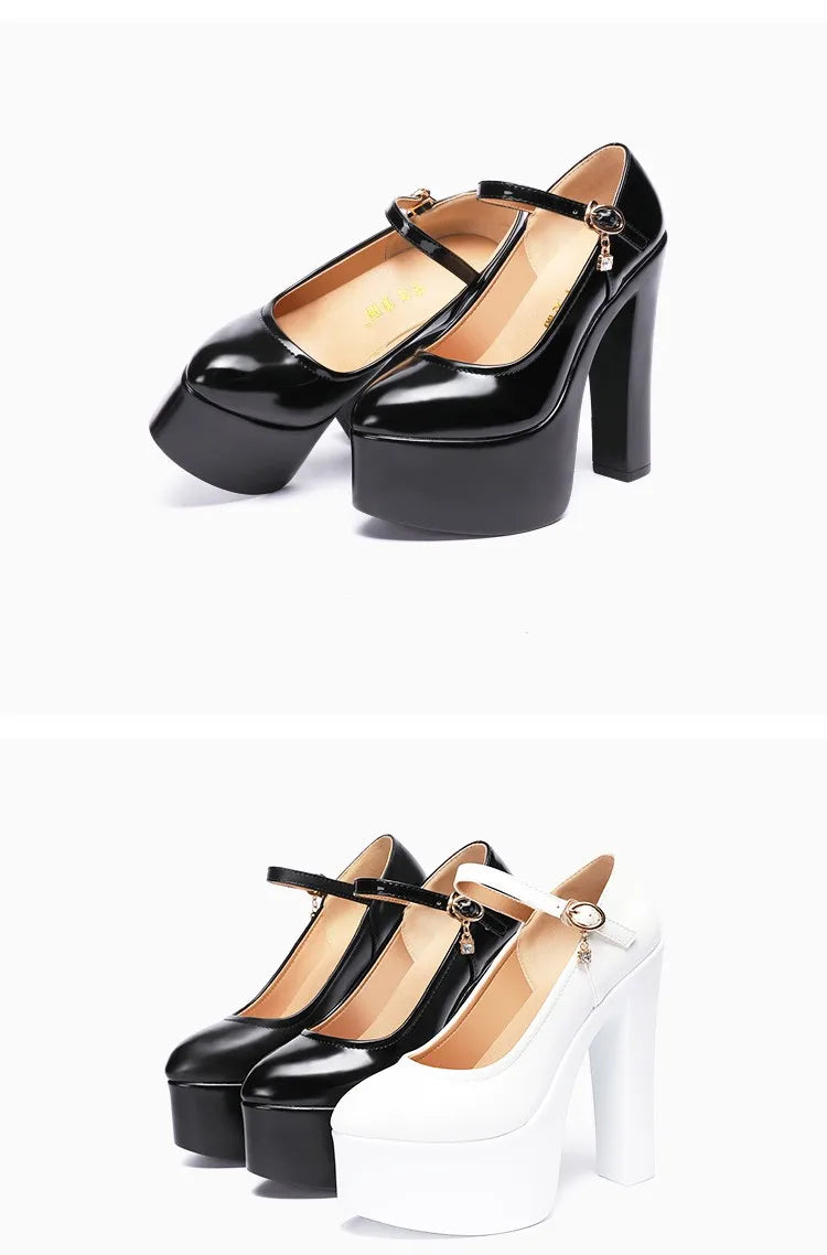 15cm Small Size 32-43 Sexy Extreme Block High Heels Shoes for Dress Model Party Wedding 2025 Shallow Thick Bottom Platform Pumps