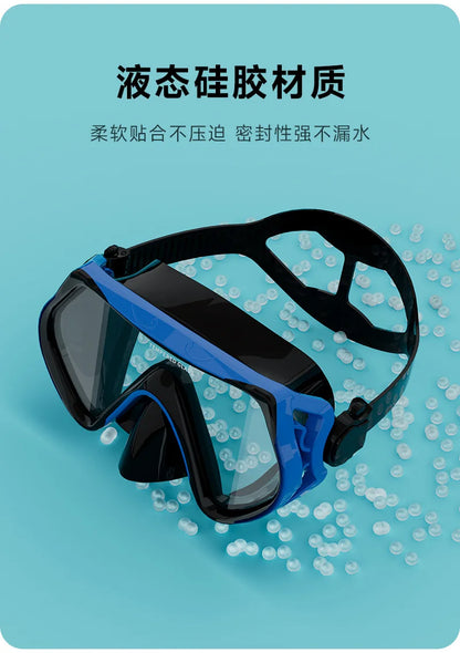 Diving Mask Snorkeling Full Dry Breathing Tube Set, Large Frame Swimming Goggles, Liquid Silicone Diving Mask