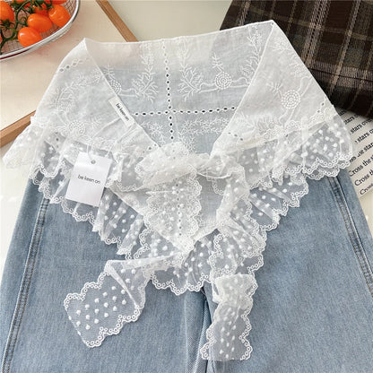 INS Y2K Stylish Lace Embroidery Layered Triangular Types Jeans Pant Matching Half Skirts Fart Curtains All-Match Stacked Skirt
