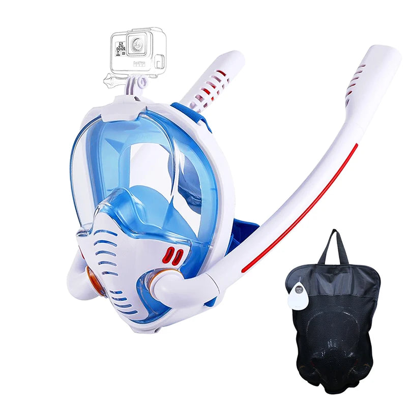 Snorkeling Mask Double Tube Silicone Full Dry Diving Mask Adult Swim Mask Diving Goggles Indoor Self Contained Underwater Breath