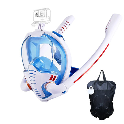 Snorkeling Mask Double Tube Silicone Full Dry Diving Mask Adult Swim Mask Diving Goggles Indoor Self Contained Underwater Breath