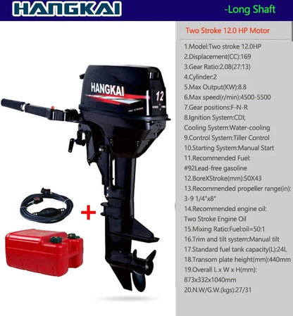 IHOMEINF Powerful 4.0HP-18.0HP Petrol Marine Motor Boat  Engine for the 2.3M-4.6M Assault Boat Canoe Outboards Propeller