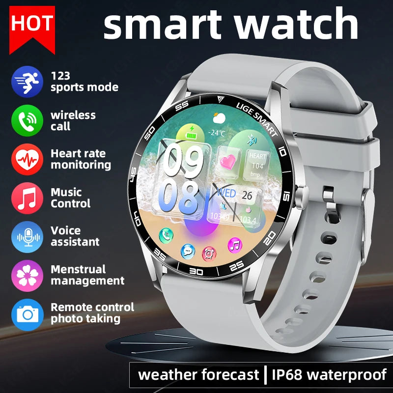 LIGE New Steel Smart Watch Men 1,38inch Bluetooth Call Business Men Watches Fitness Activity Sports Heart Rate Health Smartwatch