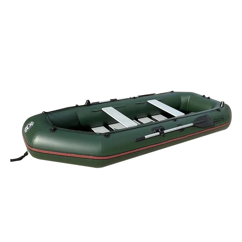 -4 Person PVC Inflatable Fishing Boat Kayak Slat Wooden Deck Recreational Floating Pontoon Factory Direct with Paddle