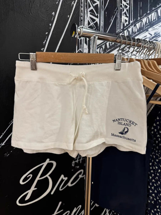 Letter Print Drawstring Sweatshort Women Summer Cotton High Waist Loose Straight Short Pant Streetwear Vintage Casual Shorts Y2k