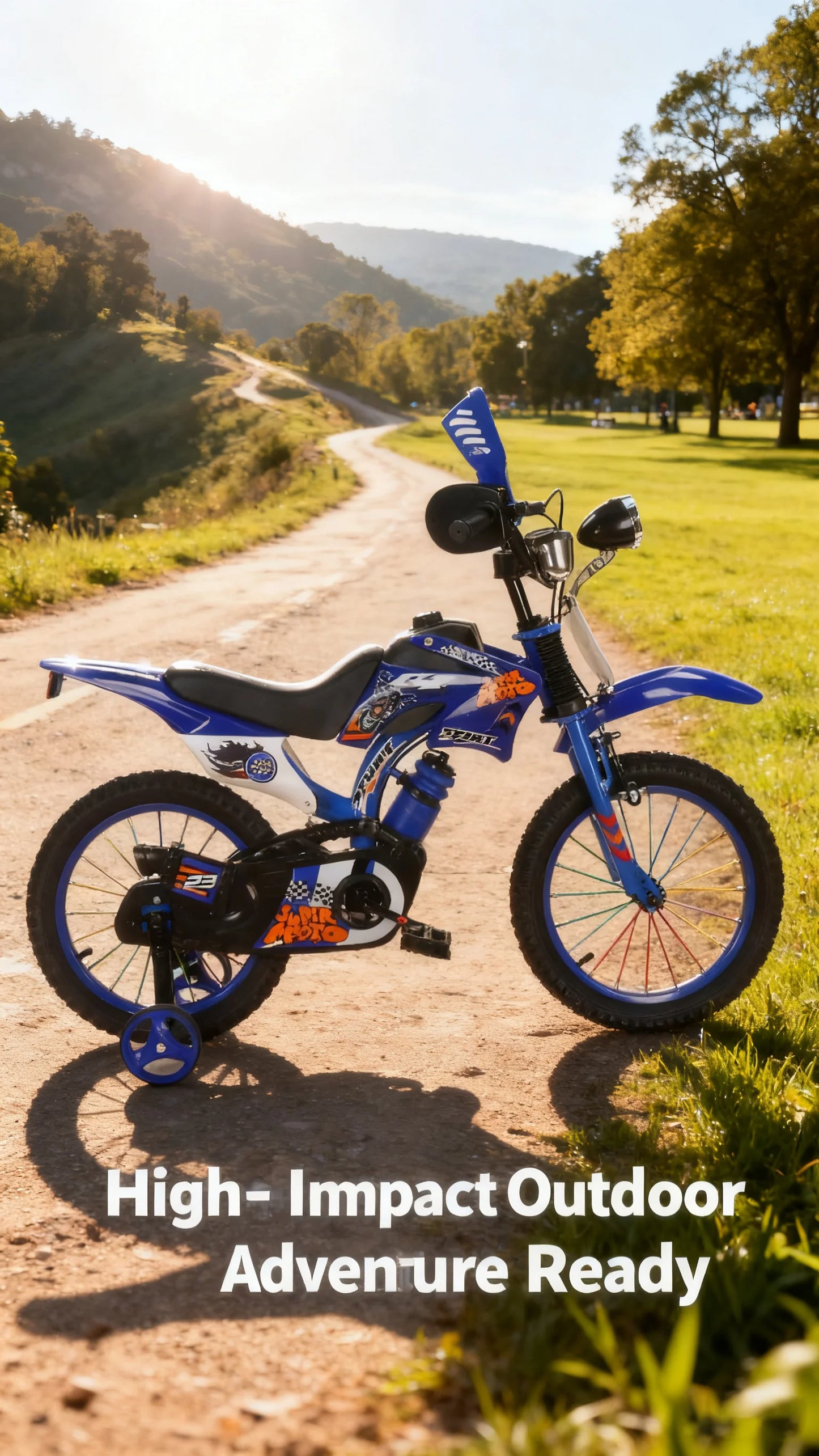 Blue Off-Road Motorcycle Bicycle Pedal Bike for Boys And Girls 12/16 Inch Children's Basic Model Foreign Trade