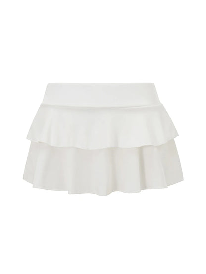 Women's Mini Skirt Low Waist Solid Color Ruffle Hem Skirt Lingerie Sexy Hot Skirts Summer