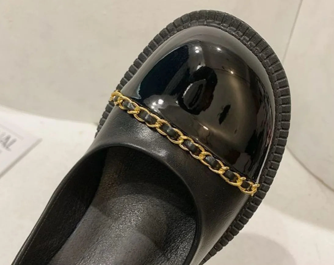 Women's Summer Footwear On Heeled Round Toe Shoes For Woman 2025 Gothic Mary Jane Pumps High Heels Luxury Leather Casual Black A