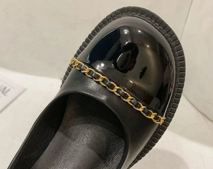 Women's Summer Footwear On Heeled Round Toe Shoes For Woman 2025 Gothic Mary Jane Pumps High Heels Luxury Leather Casual Black A